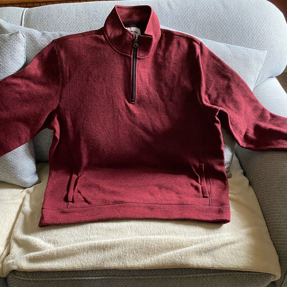NWOT Sonoma Men's Burgundy Zip-Up Sweater